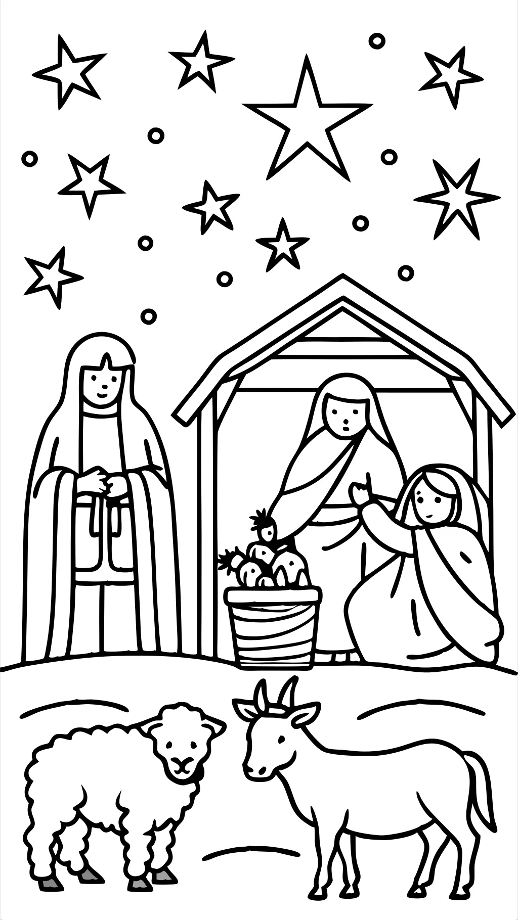 coloring page of the nativity